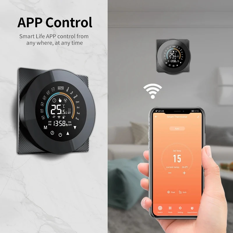 Tuya Wifi Thermostat LCD Digital Touch Temperature Control For Alexa Black,Gas Boiler (Wifi) Durable