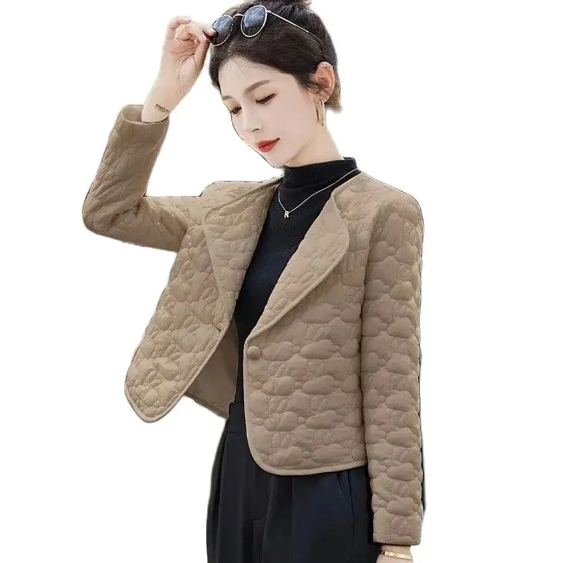 

Fashion Design Short Women's Cotton Jacket Spring Autumn Winter Coat Lightweight Quilted Cotton Suit Coat Lady Outerwear Tops