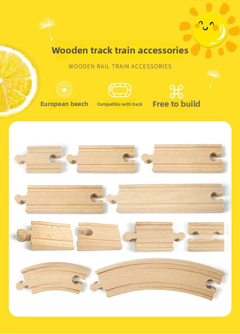 Buchenholz-Eisenbahnschienen-Zubehör, Mehrfach-Verbindungsstücke, passend für Marken-Holzschienen, Eisenbahnspielzeug für Kinder – Detail 1