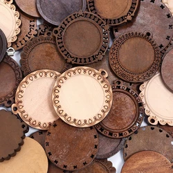 5pcs/lot Wood Cabochon Settings Blank Cameo Pendant Base Trays Wooden Pendant Base For DIY Jewelry Making Earrings Necklace