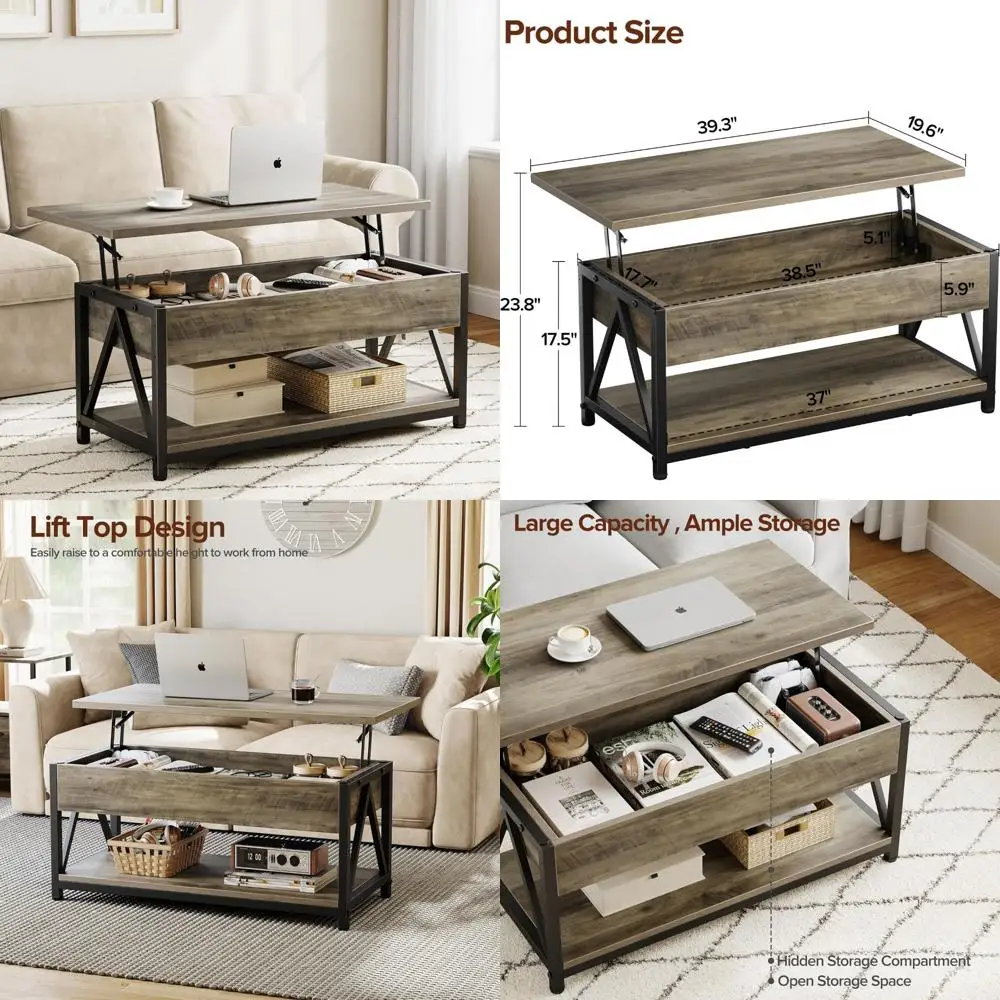 Storage Coffee Table with Lift Top and Large Hidden Compartment for Living Room Space Saving Solutions