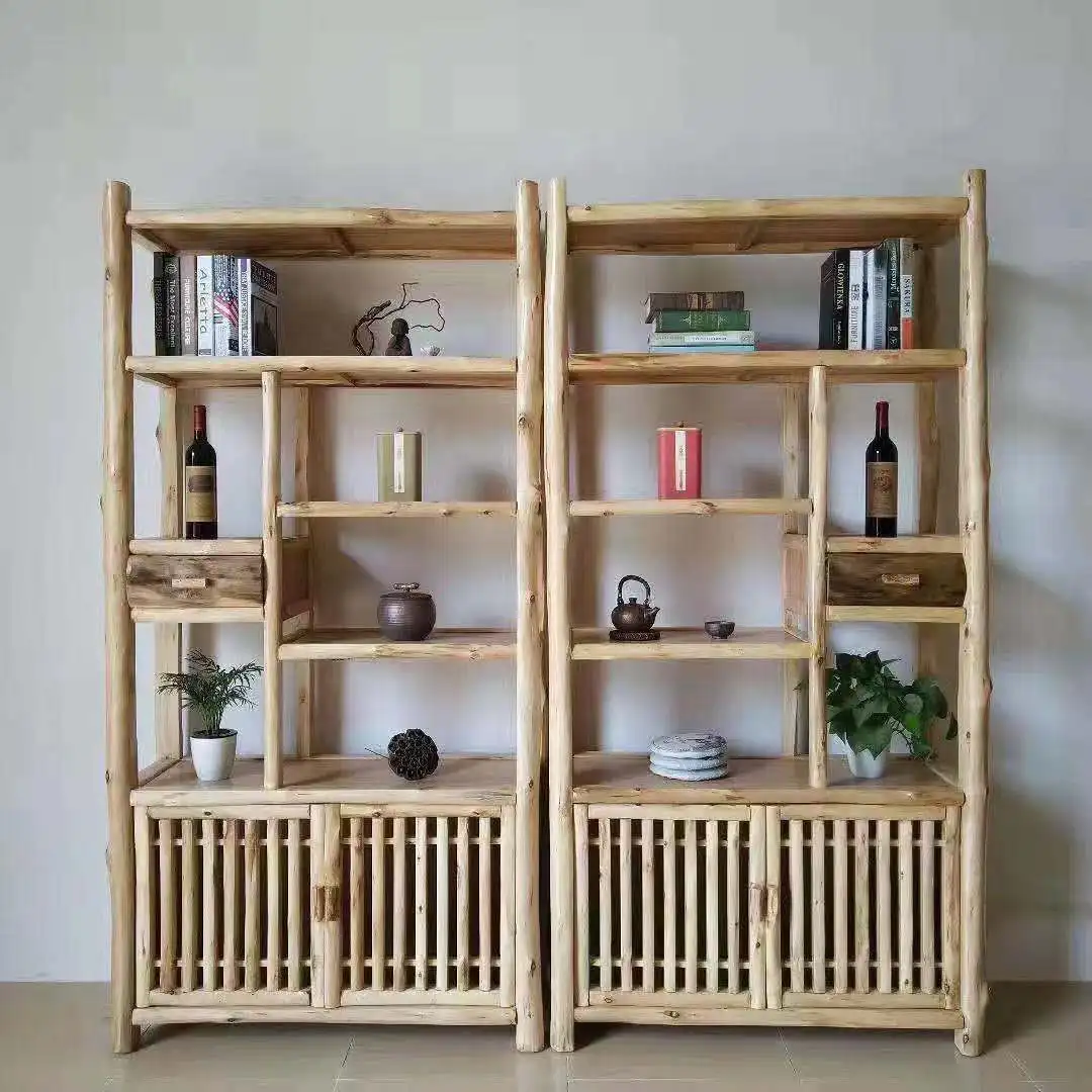 

Log furniture, solid wood Bogu frame combination, living room storage display