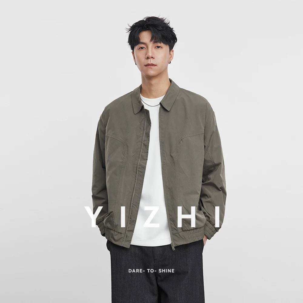 

Fashion Men's American Retro Jacket 2025 Spring and Autumn New Loose Casual Lapel Solid Color Top Men's Sports Jacket