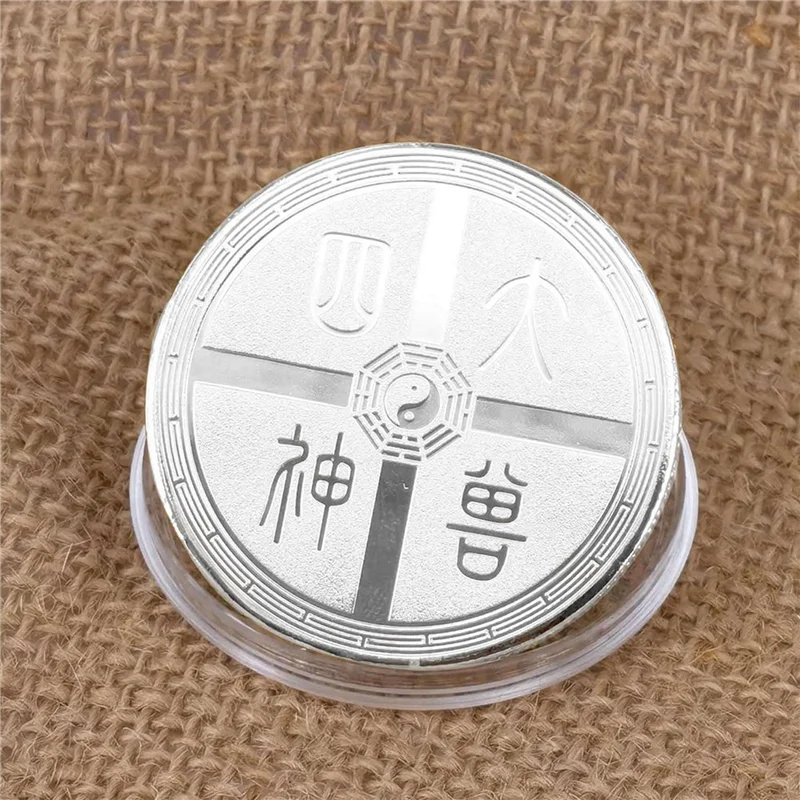 2 uds. De criaturas míticas antiguas, moneda de la suerte, herramienta para rascar billetes de lotería, dijes de la suerte, moneda de desafío de plata