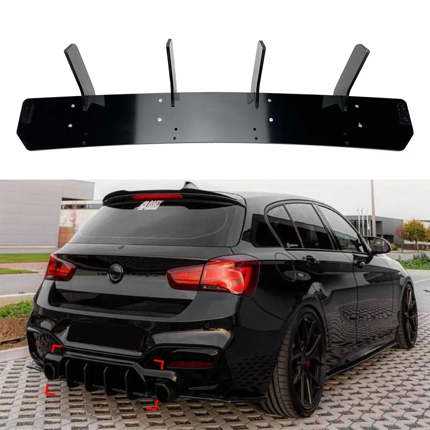 

Car Rear Diffuser Bumper Rear Lip Spoiler Body Kit For BMW 1 Series F20 LCI M140i MP 2015-2019 Tail Wing Decoration Strips