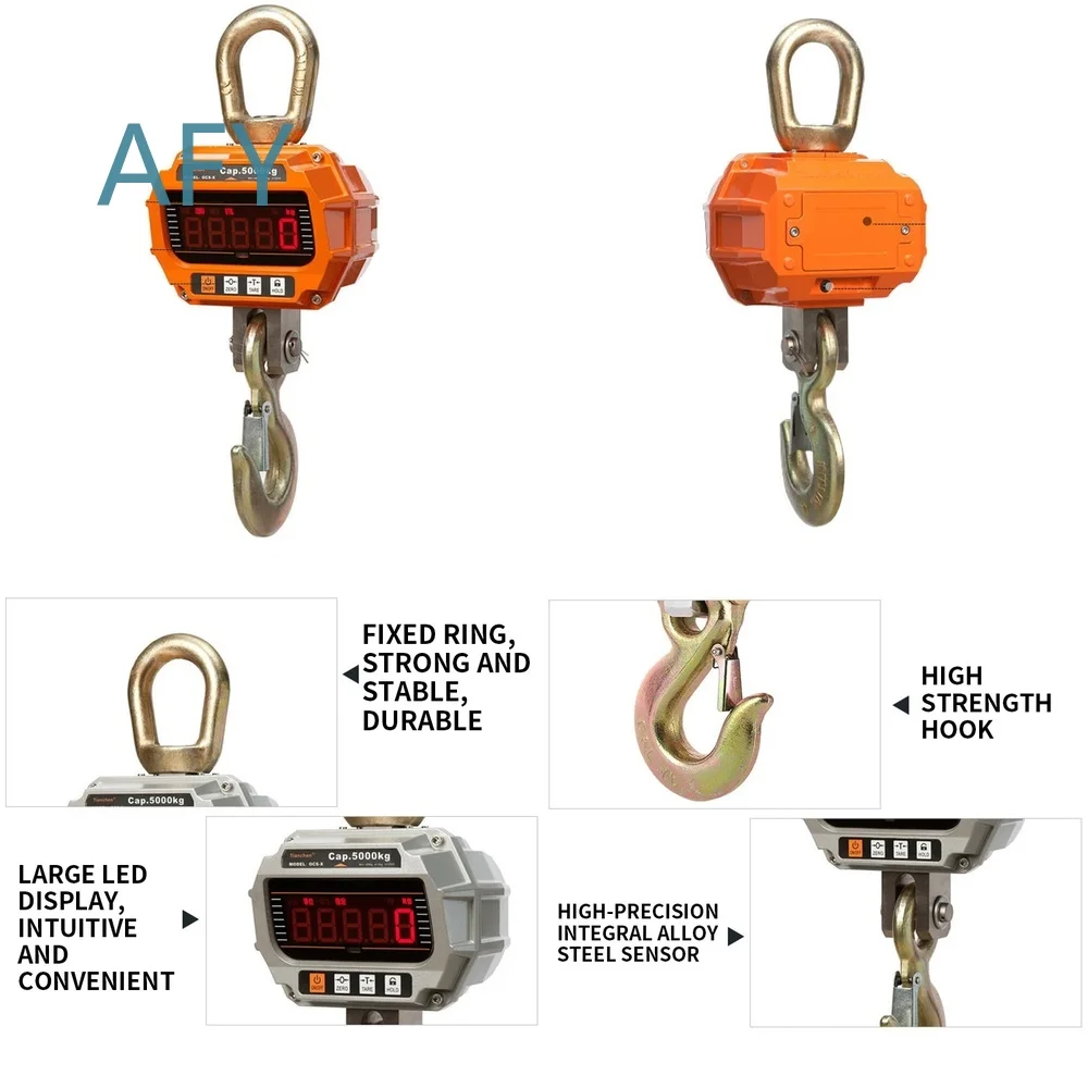 5000KG 2KG Crane Scale for Hunting Farm Construction Digital Weighing Scale Electronic Hanging Scale Heavy Duty Industrial