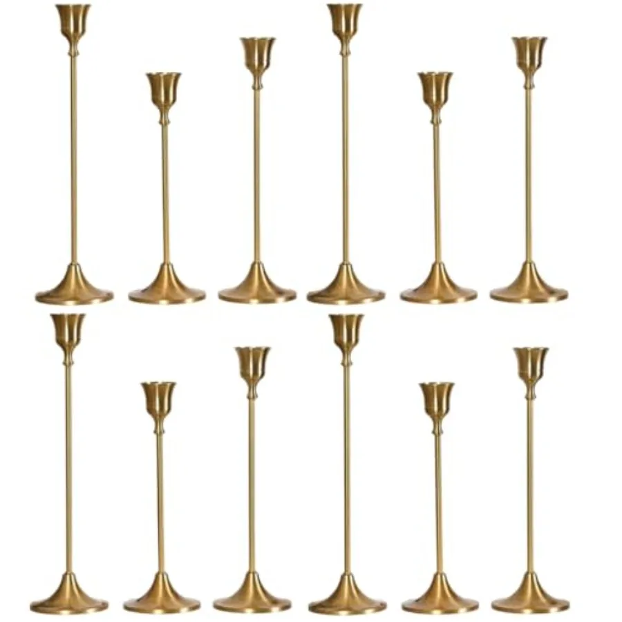 

SylvaCraft Brass Gold Candle Holders Rustproof Taper Candlestick Holders for Holiday Party Table Centerpiece Wedding Fireplace