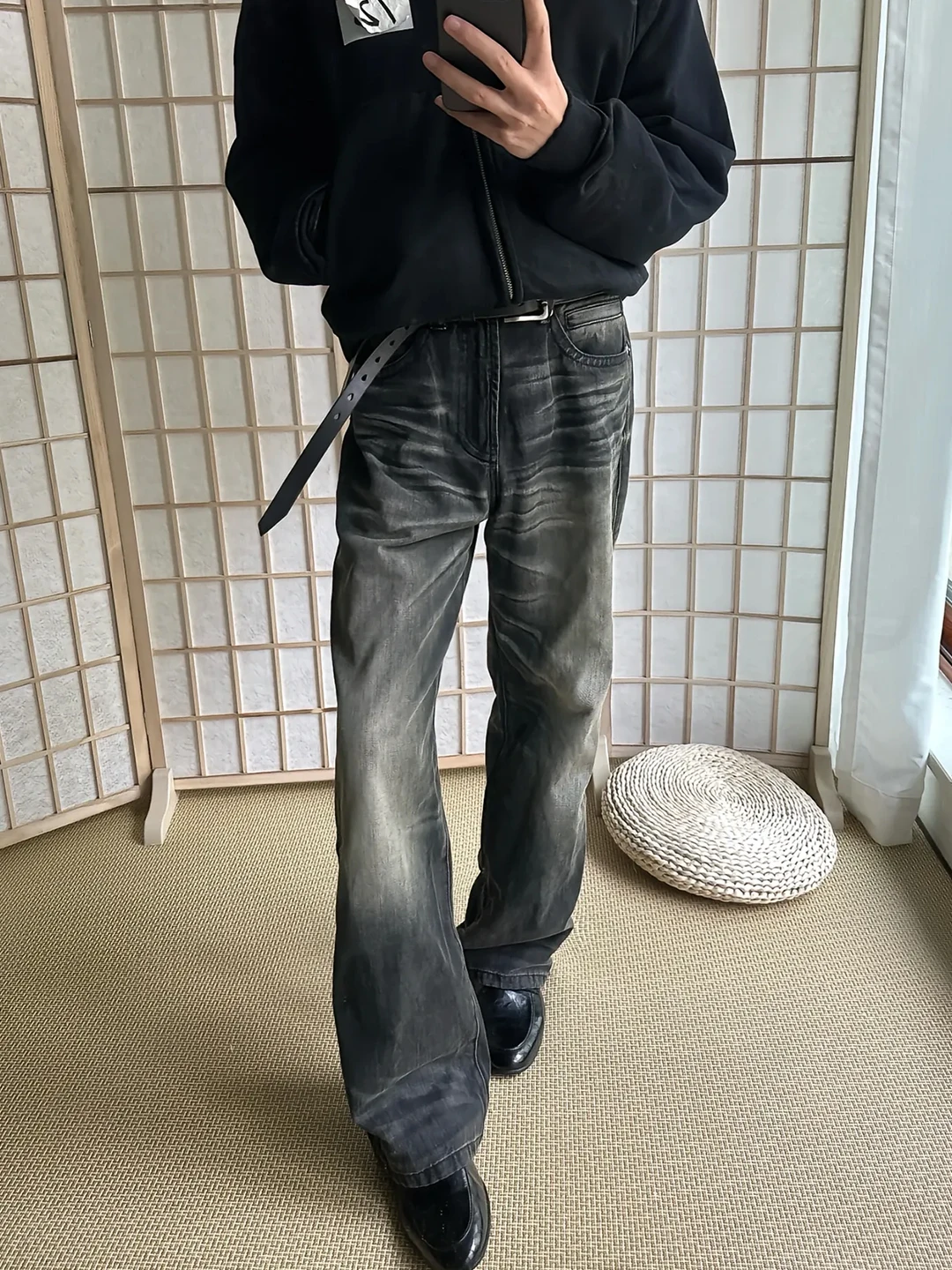 

American High Street Vibe Men's High Waist Flared Jeans CleanFit Straight Leg Narrow Version Casual Wear Youth ular