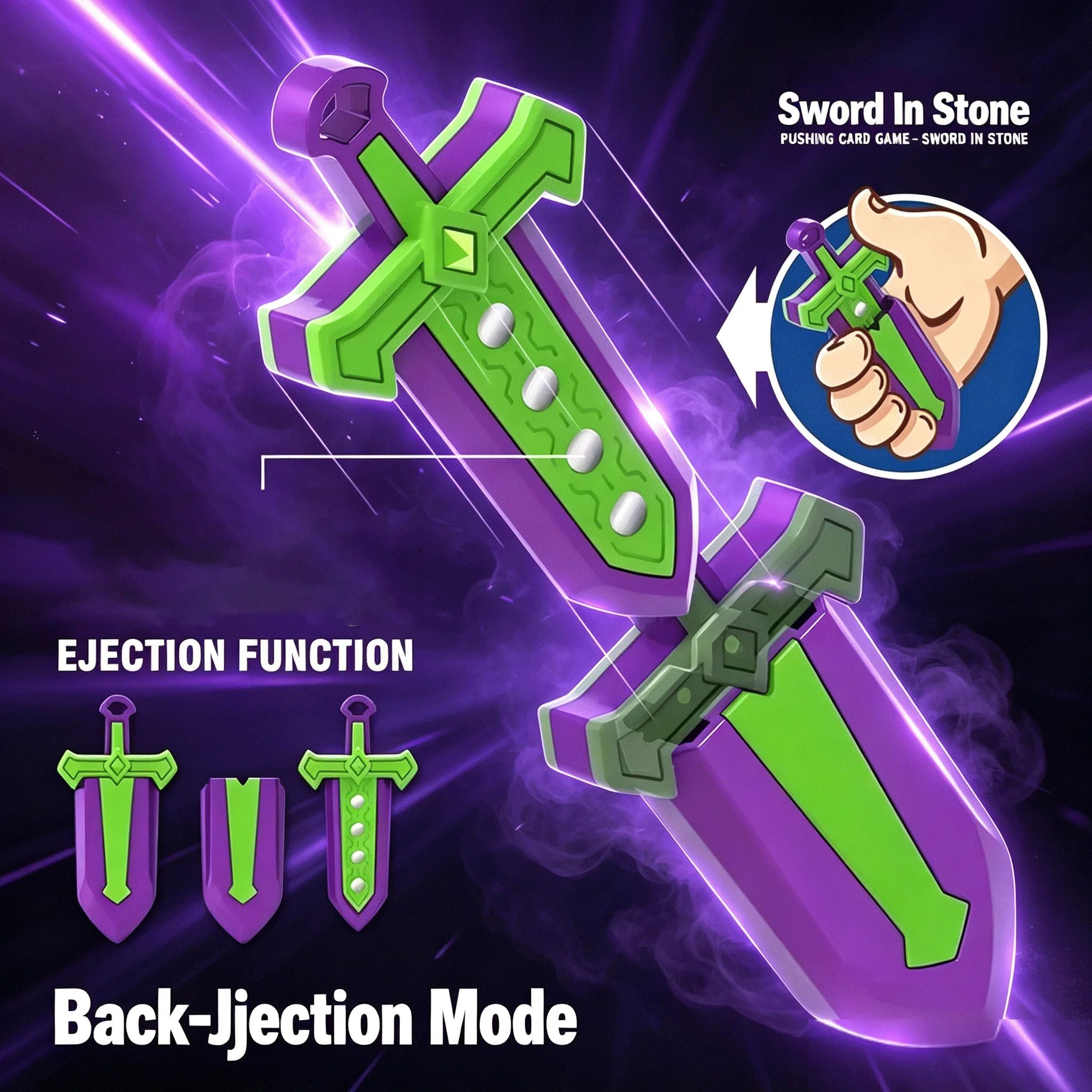 Mini Magnetic Pop-out Sword Fidget Toy Push Card Sensory Stress Relief Gadget Novelty Decompression Gift for Adults Anxiety