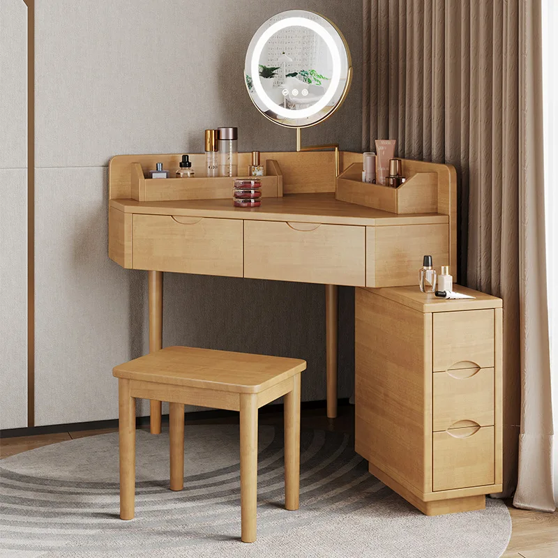 

Modern simple corner dresser all solid wood new Chinese high-end feeling with side cabinet makeup table