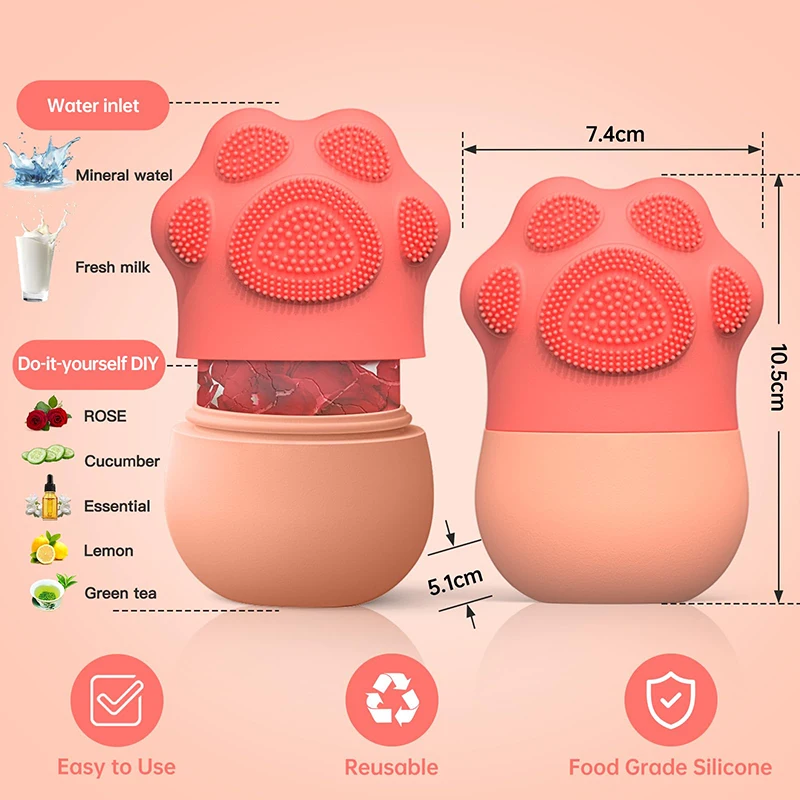 Ice Face Roller ลูกกลิ้งน้ําแข็งซิลิโคนสําหรับใบหน้าและดวงตาอาการบวมบรรเทา Reusable Facial Ice Mold Skin Care เครื่องมือความงามสําหรับผู้หญิง