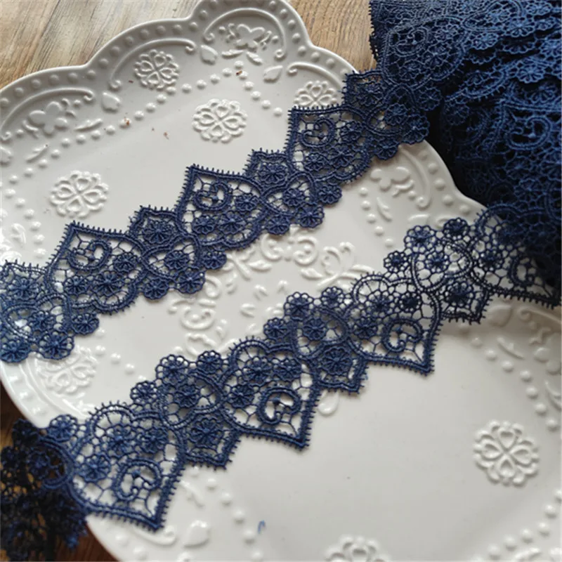 

10 ярдов шириной 5,5 см, блестящий темно-синий цветок Venise Diy, венецианское кружево, аксессуары для одежды различных предметов одежды, бюстгальтер, нижнее белье