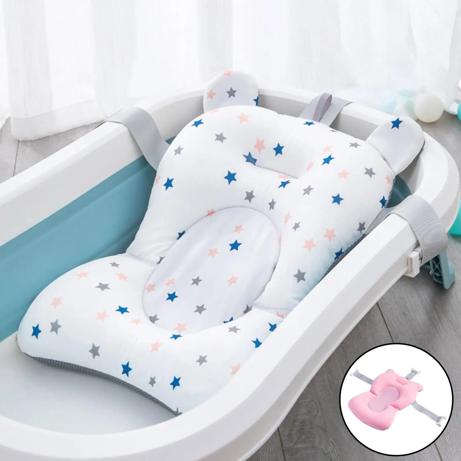 Подушка для детской ванны, противоскользящее сиденье для детской ванны, удобное для переноски сиденье для ванны