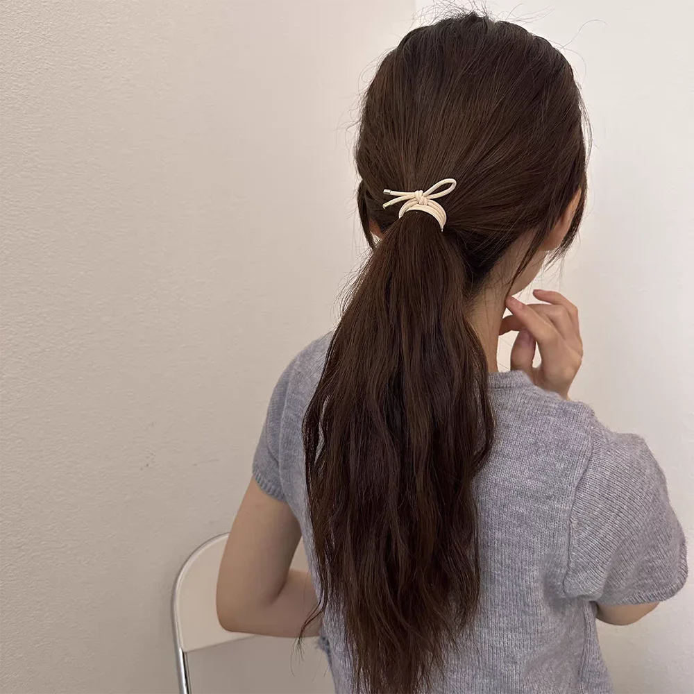 5pc Mode Europäischen und Amerikanischen Khaki Stil Elastische Haar Krawatten Ringe Seil für Frauen Mädchen für Haar Zubehör Pferdeschwanz halter – Detail 1