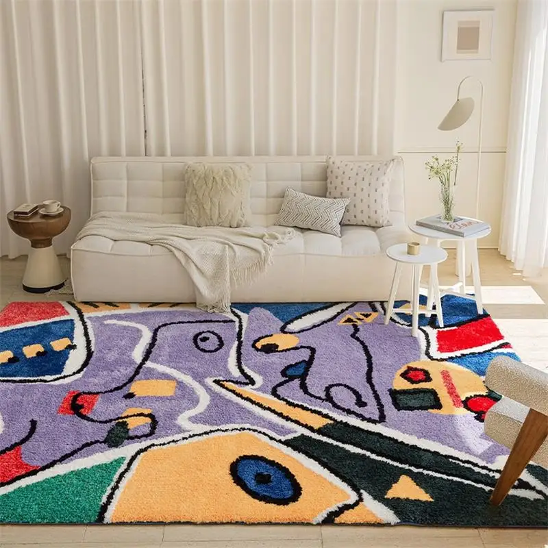 Purple Abstract Art Carpet Kids Room Decoration Home Rugs Living Room Soft Aesthetic Carpet For Bedroom Sofa Table Floor Mat