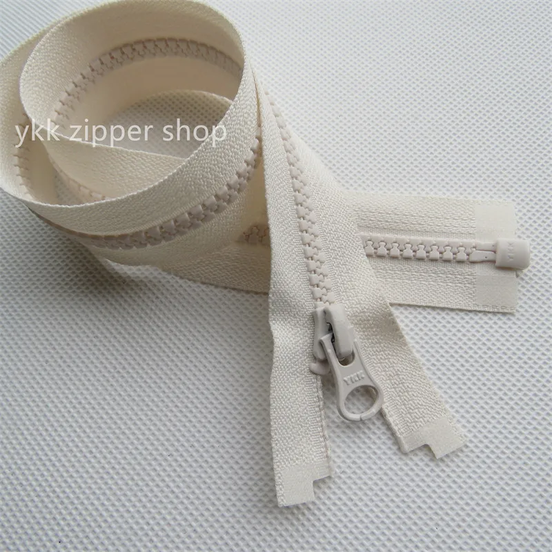 

No. 5 Ykk Resin Single-open Zipper, Beige ● 20-100cm ● Down Jacket Handmade Bag, Cardigan Cotton