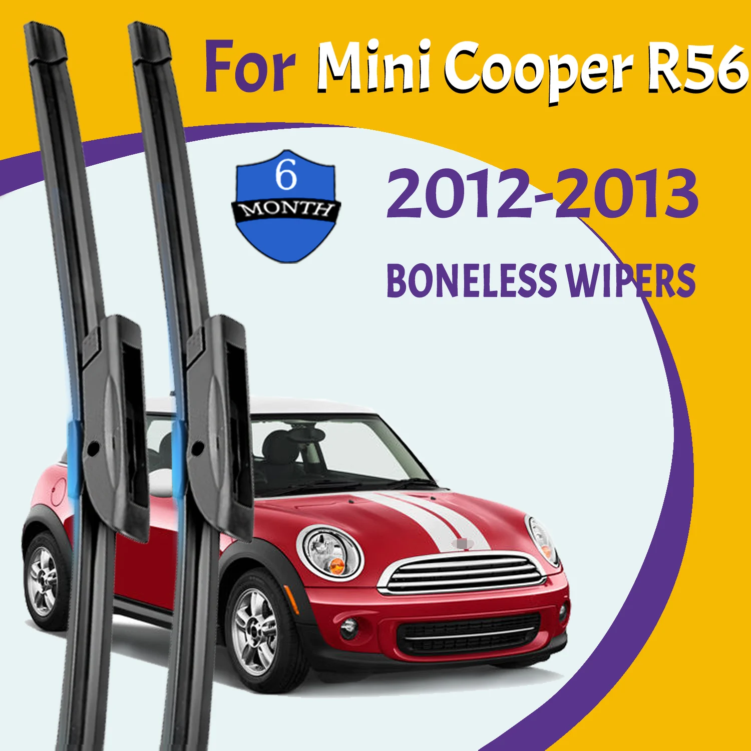 For Mini Cooper R56 2012-2013 Car Wiper Soft Rubber Windshield Clean Window Windscreen Auto Parts Car Rain Brushes 19\'\'+18\'\'