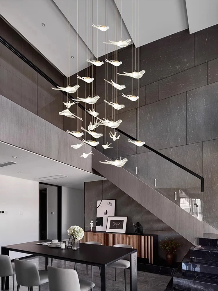 Imagem -04 - Swallow Bird Light para o Hotel Lobby Staircase Luz Giratória da Escadaria Villa Duplex Exhibition Hall Bar Counter Lustre Decorativo