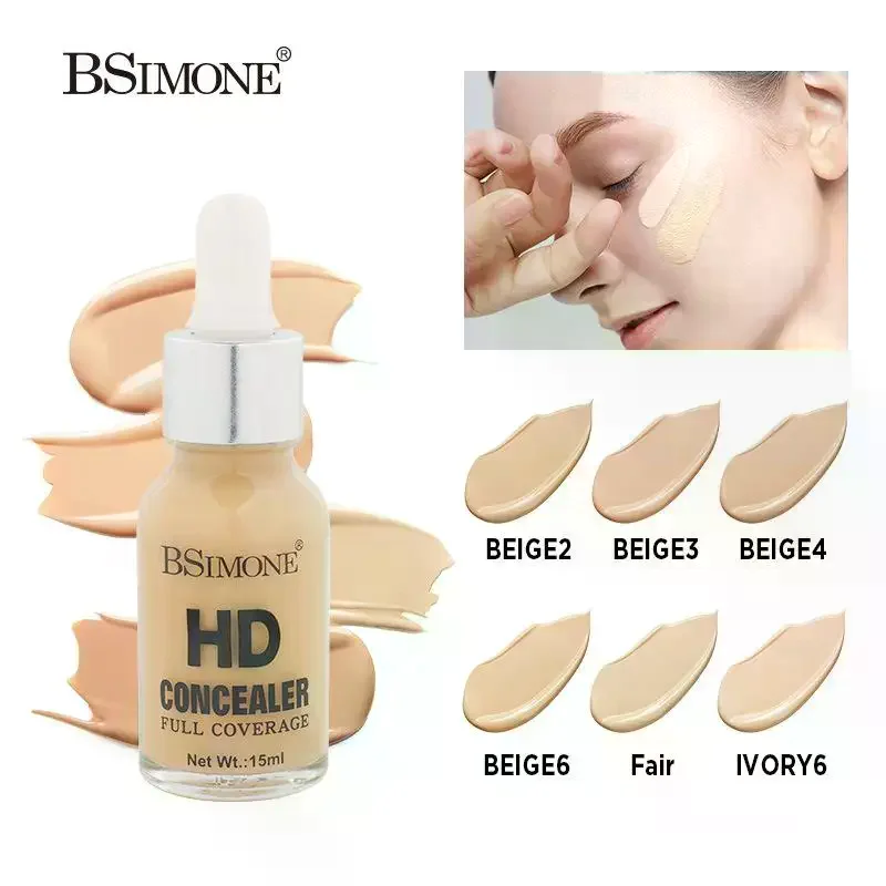 BSIMONE-Base líquida hidratante de 15ml, Control de aceite duradero, cubiertas naturales, flavos, ligeros, finos, transpirables, oculta las imperfecciones