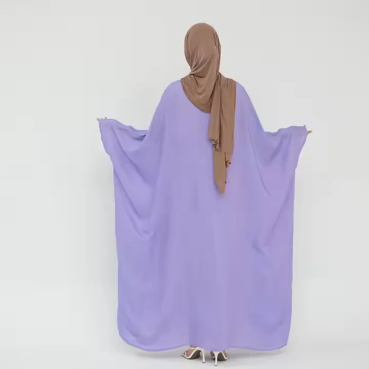 Eid Djellaba Shiny Abayas for Women Muslim Dress Batwing Sleeve Kebaya Jalabiya Dubai Abaya Turkey Kaftan Femme Robe Islam Gown