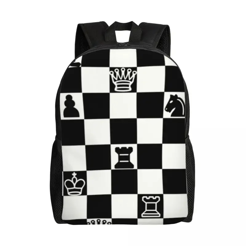 

Custom Fashion Chess Backpacks Women Men Casual Bookbag for School College Chessboard Game Bags