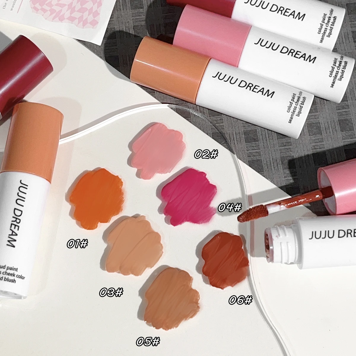 بودرة أحمر خدود سائلة، روج طبيعي، ملمع شفاه بيرليسسينت، متين، معزز للألوان، خفيف ومرطب، الكل في واحد #4