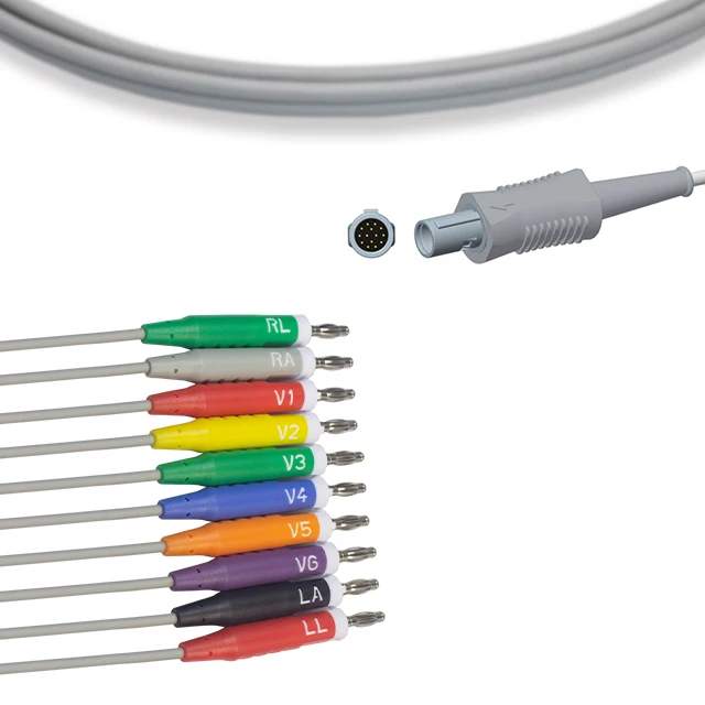 10-Lead ECG Cable ECG Patient Cable 14-Pin Fixed Banana ECG Cable and Lead Compatibility Protocol