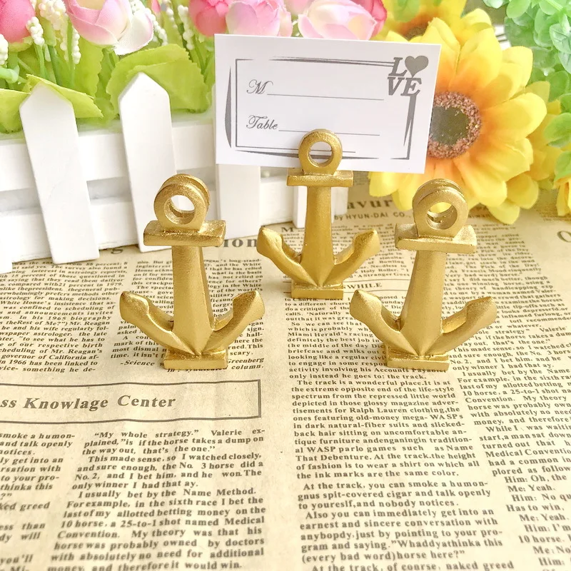 Beach Themed Wedding Table Decorations, Nautical Anchor Place Card, Photo Holder, 12Pcs