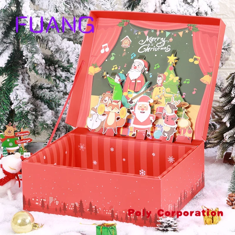 Confezione regalo di lusso personalizzata di alta qualità 3D Pop Up Surprise Paper Merry Christmas Packaging Card Box scatola per spuntini per le piccole imprese