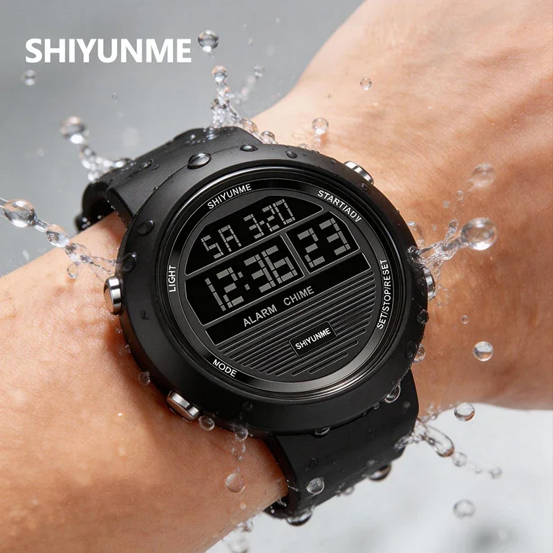 SHIYUNME Top-Grade Fashion Men Electronic Wristwatch 5Bar Waterproof LED Luminous Analog Digital Outdoor Sport Casual Mens Watch
