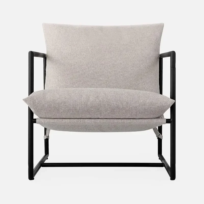 Aidan Sling Accent Chair / Sillón con estructura de metal con amortiguación de espuma triturada, sillas de avena para salón
