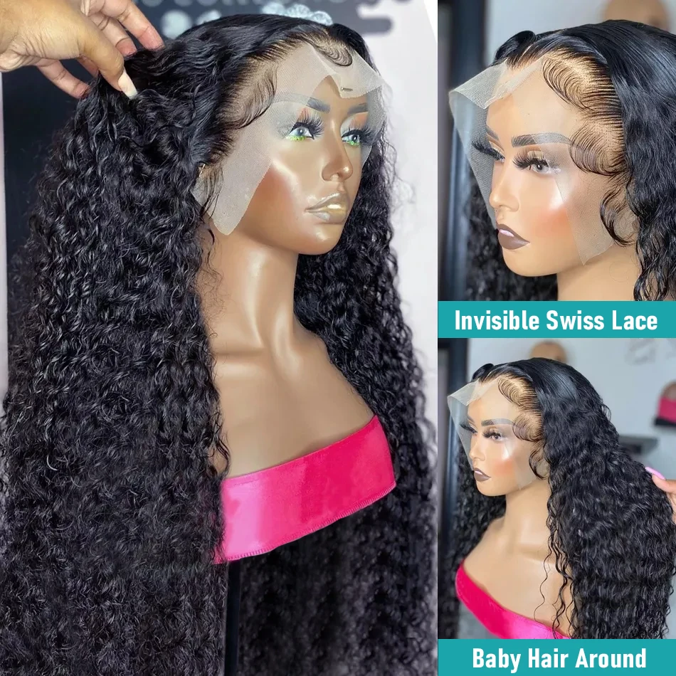 Perruque Lace Front Wig bouclée crépue noire naturelle pour femme, cheveux de bébé doux, densité 180, préplumée, sans colle, degré de chaleur, 26 po de long, 03/3