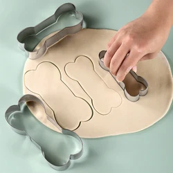 Juego de moldes de acero inoxidable para hornear pasteles, herramientas para el hogar para cortar galletas de Pascua, hueso de perro, 3 piezas