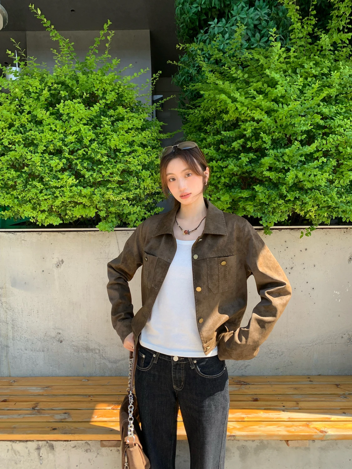 

7arewill Retro Sle ort Leather Jaet Women's Outerwear with Belt Autumn New Arrival Youth Friendly PU Leather Coat