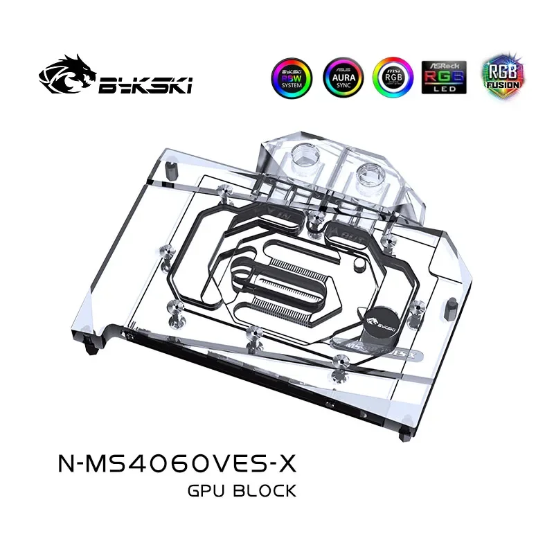 Imagem -03 - Bykski-bloco de Gpu para Msi Geforce Rtx 4060 Ventus 2x Preto 8g oc Gaming x 8g Placa de Vídeo Gráfica Refrigeração a Água N-ms4060ves-x