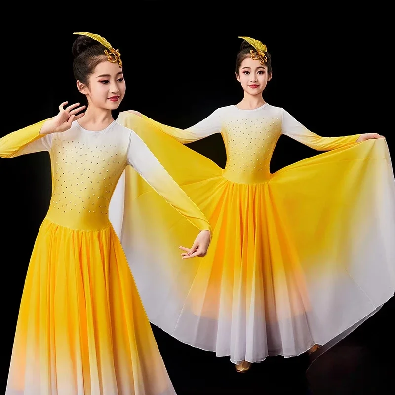 

Girl's Yellow River Dance Performance Opening Dance Big Dress Performance Costume performance costume dancer outfit gogo