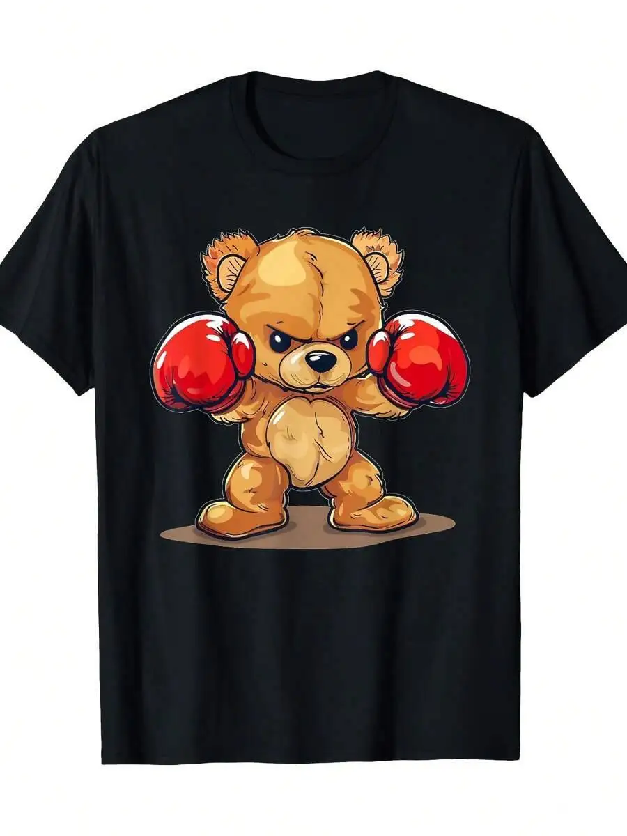 Funny Boxing Teddy Bear, Men's Short Sleeve Tee Lightweight And Breathable, For Workouts, Travel, Or Weekend Relaxation – 100%