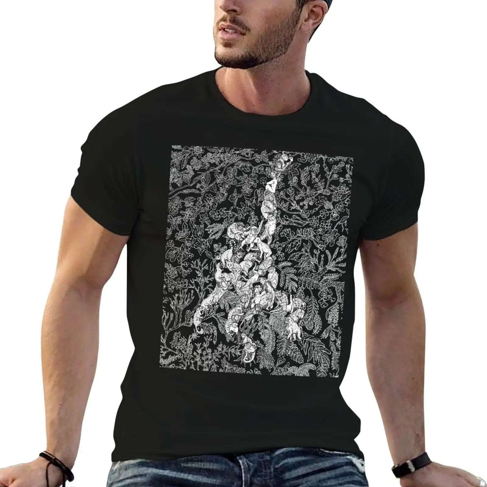 Primaux - Singes, Hommies - Évolution - T-shirt à fond bleu, cadeaux amusants, t-shirts pour hommes, pack