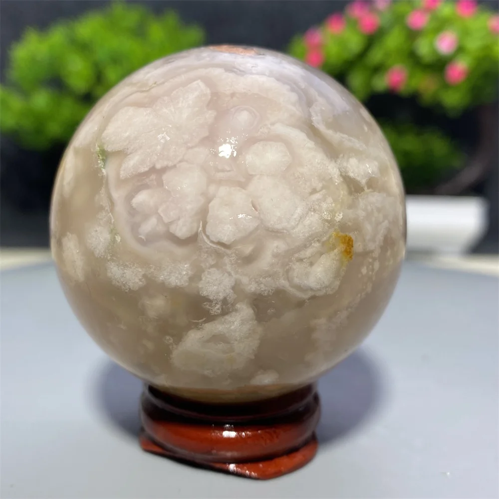 

Natural Cherry Blossom Crystal Ball Mineral Specimen Gemstones Reiki Quartz Sphere Healing Fengshui Home Decoration Gift Stone