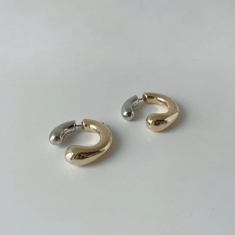 Two-tone Metal Bar Post Earrings For Women Fashion Jewelry Fancy Designer New Style Punk Party Accessories Wholesales Gift C1633
