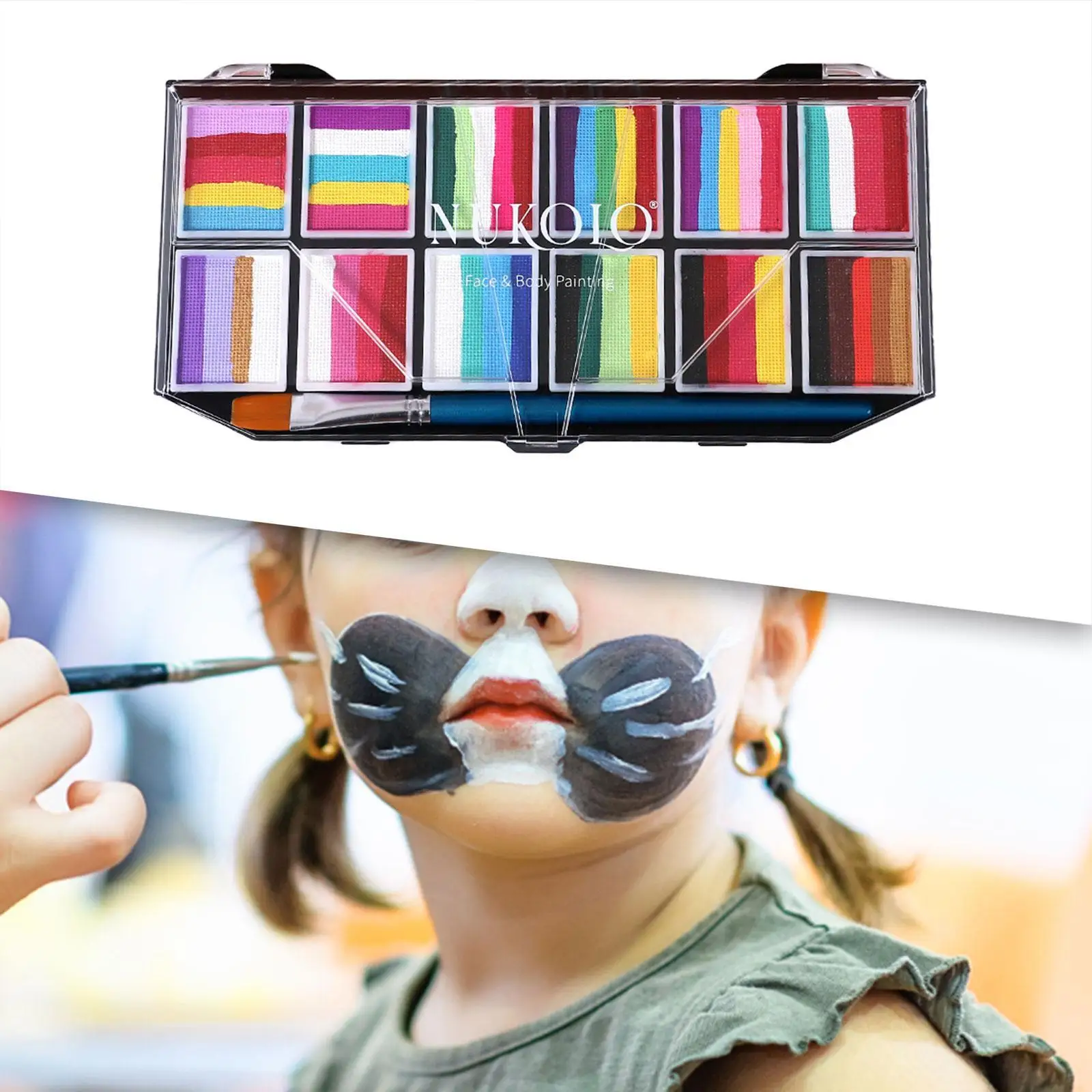 

12 Grids Face Body Paint Set Makeup Palette for Kids Adults Stage Performance