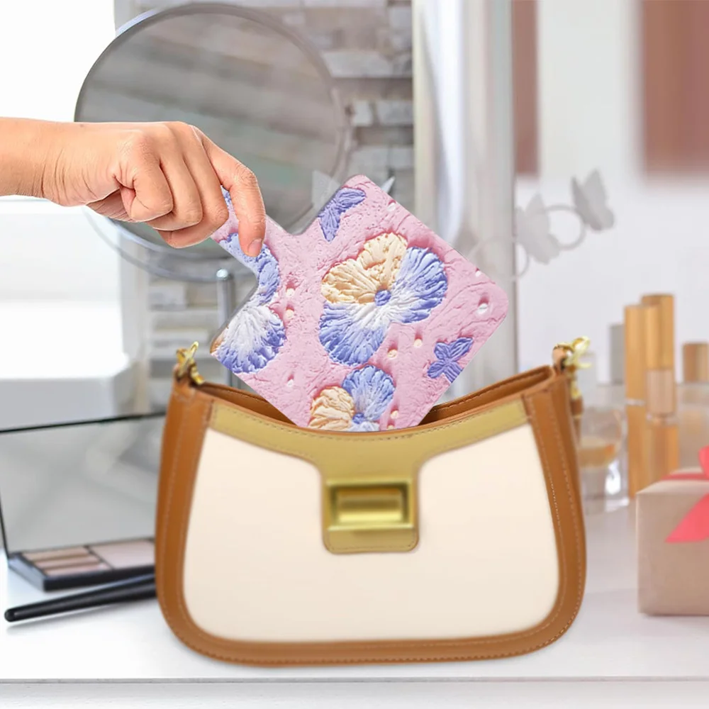 مرآة مكياج محمولة على شكل زهرة للنساء والفتيات، مرايا صغيرة للوجه، أدوات تجميل على الطاولة #4