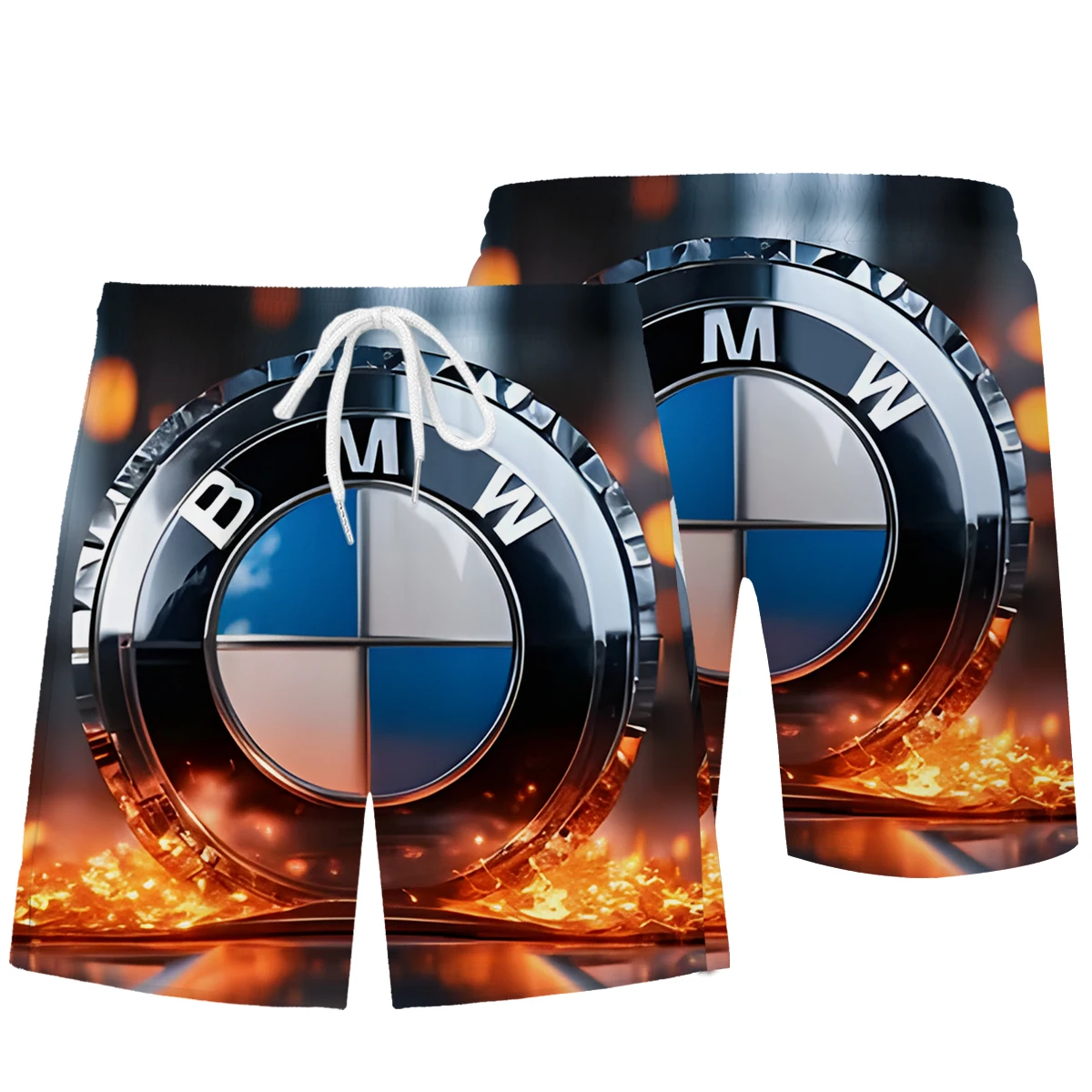 Elastic Band Fashion Casual Hawaiian Beach Shorts Men's BMW Summer Shorts 3D Printed BMW Fashion Design Clothing 2025 New Model