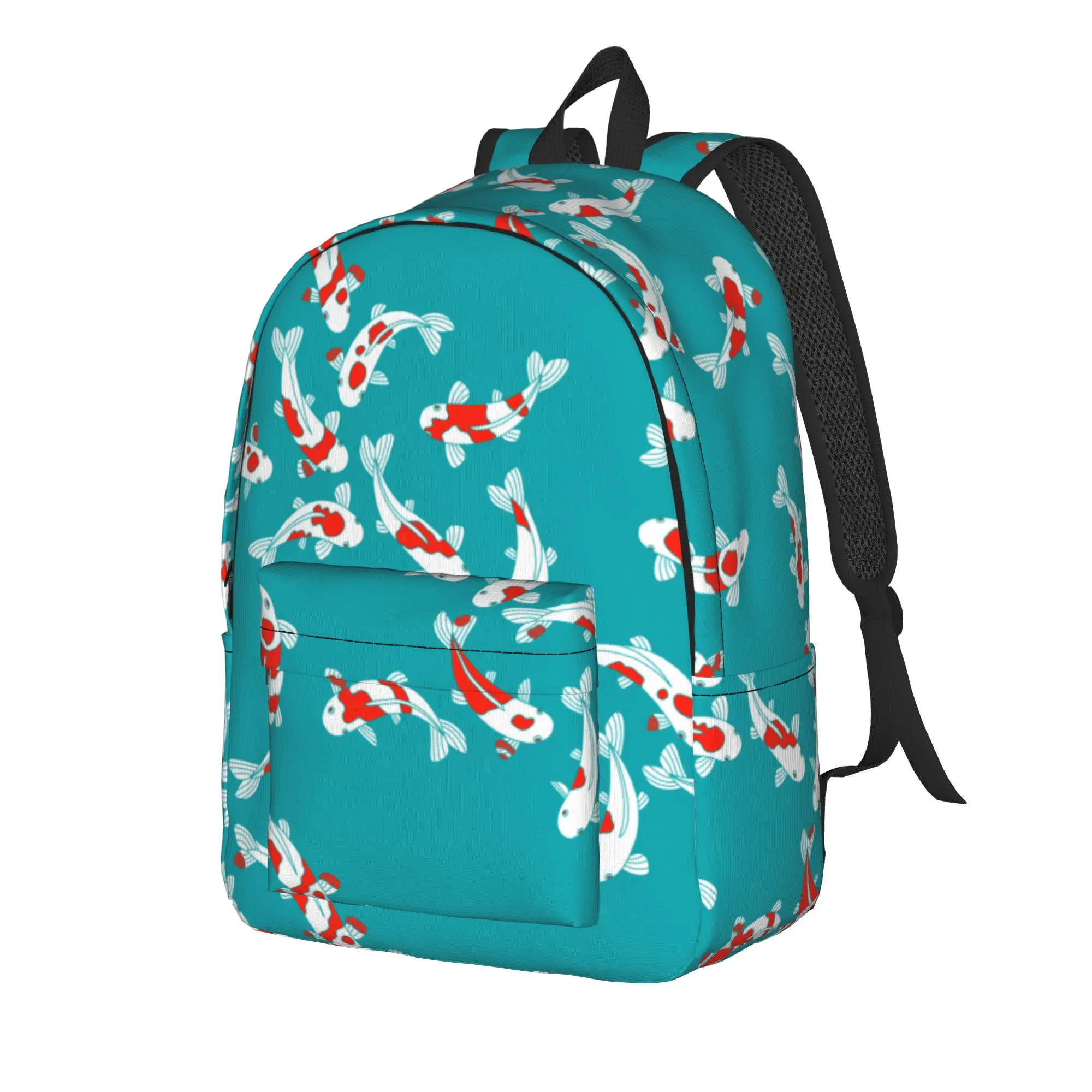 Koi Carp Pattern Japanese Pond Backpack  Boy Polyester College Backpacks Large Pretty School Bags Rucksack