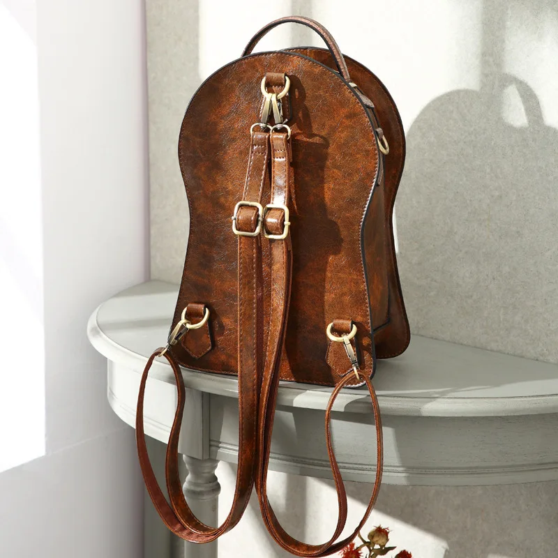 Vintage Real Clock Bag 2022 Womens Retro Punk Mochilas Mujer Moto Biker Backpack Femme Shouler Bagpack College School Backpacks