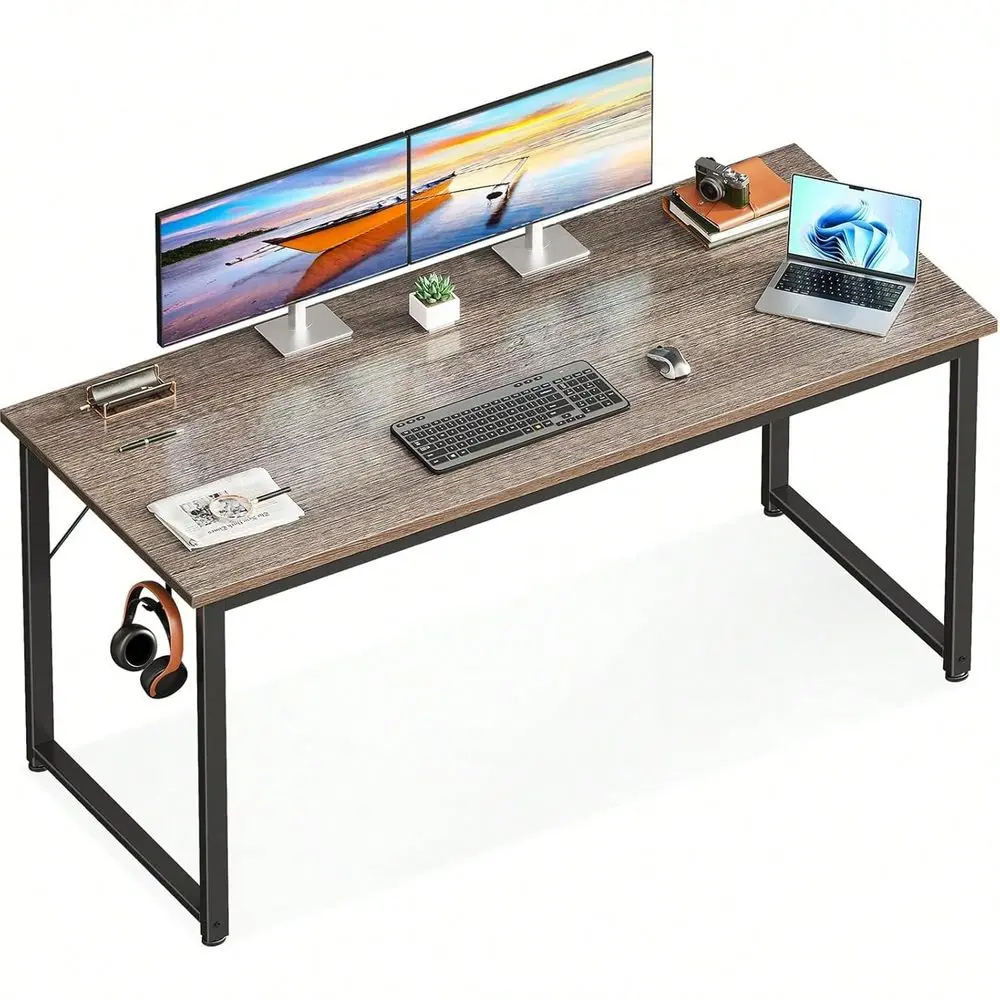 

Inch Computer Desk For Home Office, Study Writing Table For Small Spaces, Desk With Headphone Hooks, Grey Oak,Computer Desk,Des