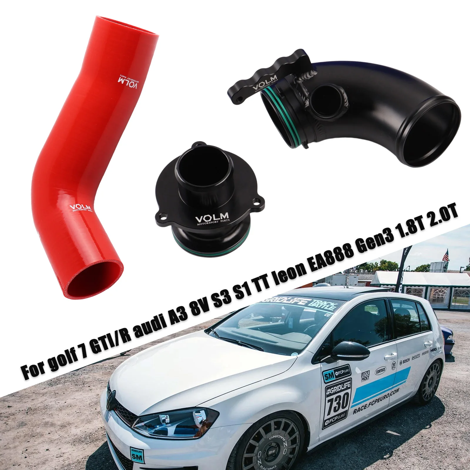

VOLM Logo For VW Golf MK7 GTI 1.8T Turbo Inlet Upgrade Pipes Tubes Turbocharger Intake Hose Performance Accessory