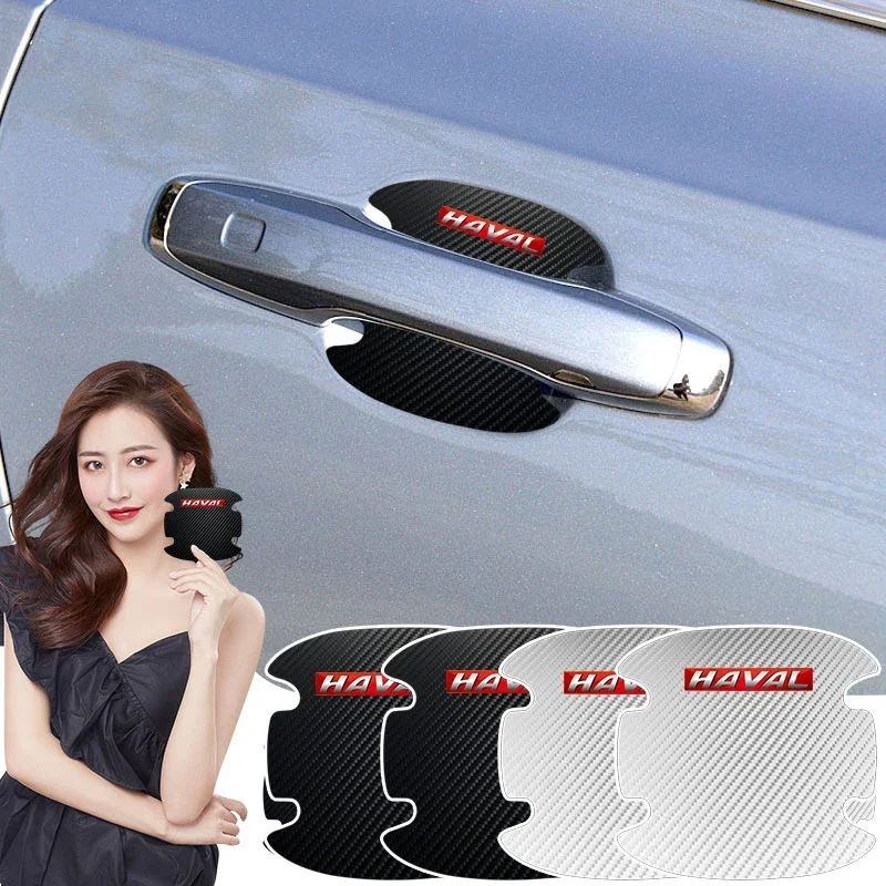 

4pcs Car Door Handle Sticker Carbon Fiber Scratches Resistan For Haval H6 M6 H2S H4 H7 H5 H8 H9 H1 F5 F7X F7 Car Accessories