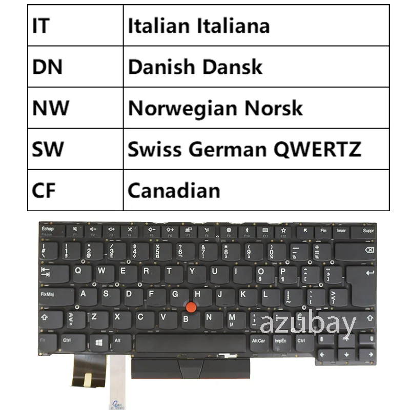 Keyboard for Lenovo Thinkpad T490s (Type 20NX 20NY) T495s (Type 20QJ 20QK) Italian Canadian Swedish Finnish Danish Norwegian