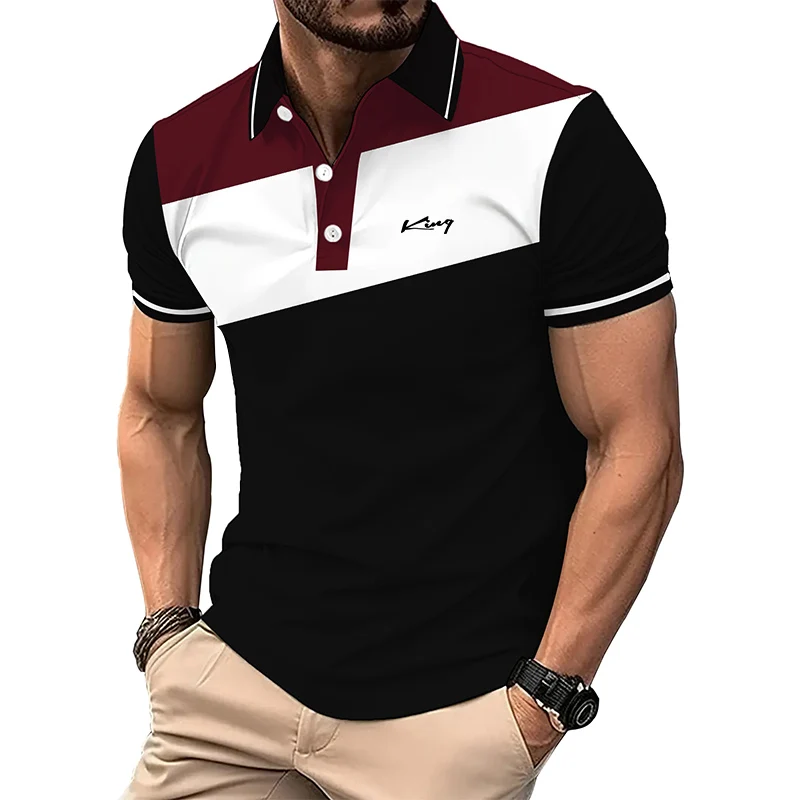 New Men Slim Fit Summer Short Sleeve Sport Polo Shirt Men Fashion Slim Fit Spell Color Polo Shirt Men Quick Drying Polo Shirt .